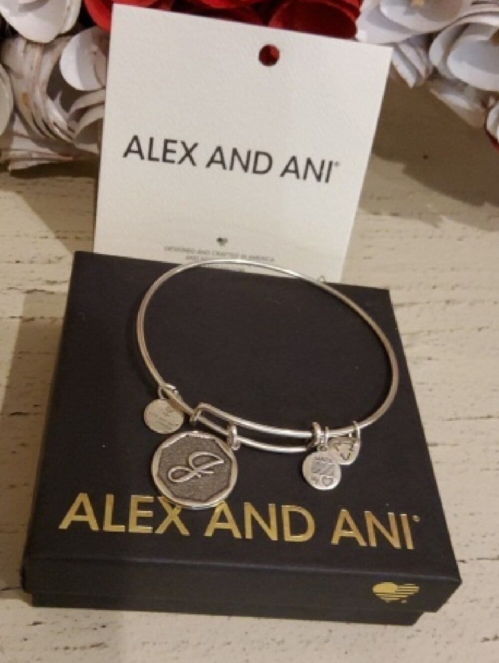 Alex and Ani Silver Initial "J" Charm Bangle - Silver